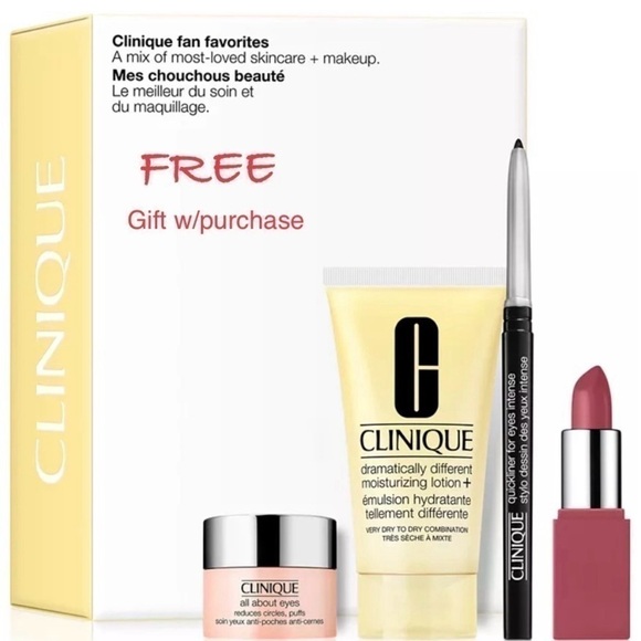 Clinique 4-Pc. Fan Favorites Set NWT $55 value Free GWP Clarins Lip Perfector 21 - Picture 1 of 5